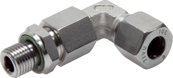 Exemplary representation: Adjustable angle screw-in fitting, G-thread, 1.4571